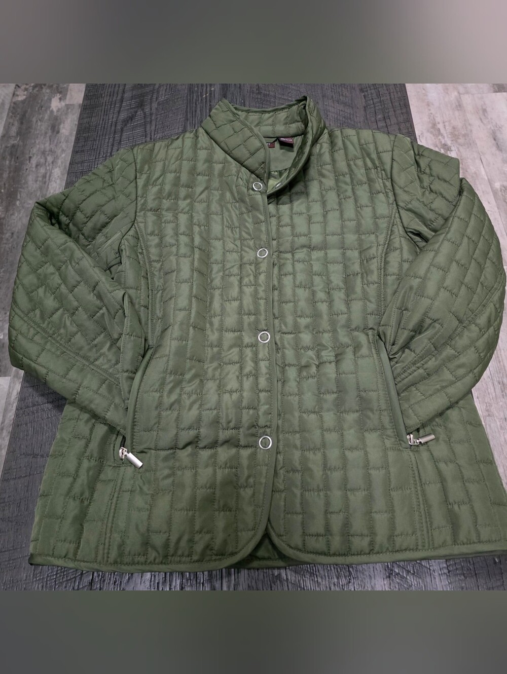 J.A Sport Quilted Lightweight Women's Polyester Jacket in Olive Green (Size:Med) - Picture 2 of 7